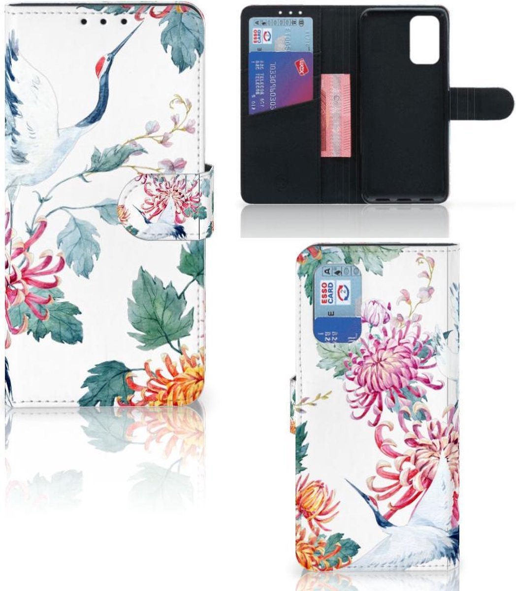 Samsung Galaxy A32 4G Telefoonhoesje met Pasjes Bird Flowers