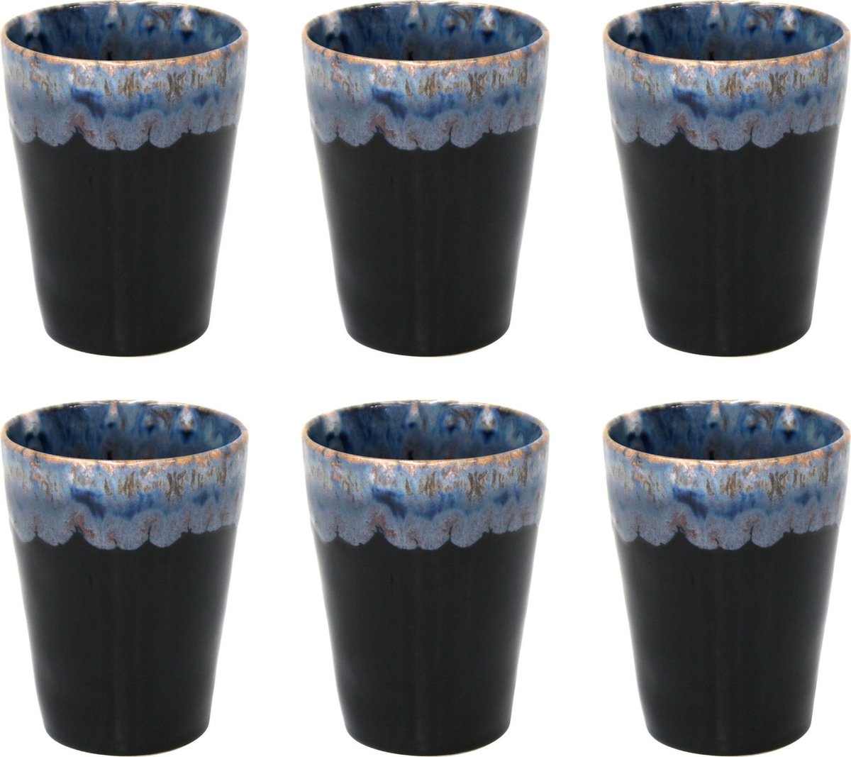 Costa Nova Kop Latte Macchiato 38cl - Grespresso - Aardewerk - Zwart - 9,5cmxH11cm - 6 stuks