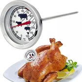 Vleesthermometer 14 x 5,5 x 5,5 cm - 0 - 120 graden - braadthermometer RVS-Meat thermometer