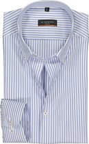 Eterna Slim Fit overhemd - lichtblauw met wit gestreept - Strijkvrij - Boordmaat: 42