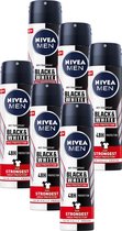 NIVEA MEN Black & White Max Protection Anti-Transpirant Spray - Tegen witte en gele vlekken - 48 uur krachtige bescherming - Alcoholvrij - 6 x 150 ml - Voordeelverpakking