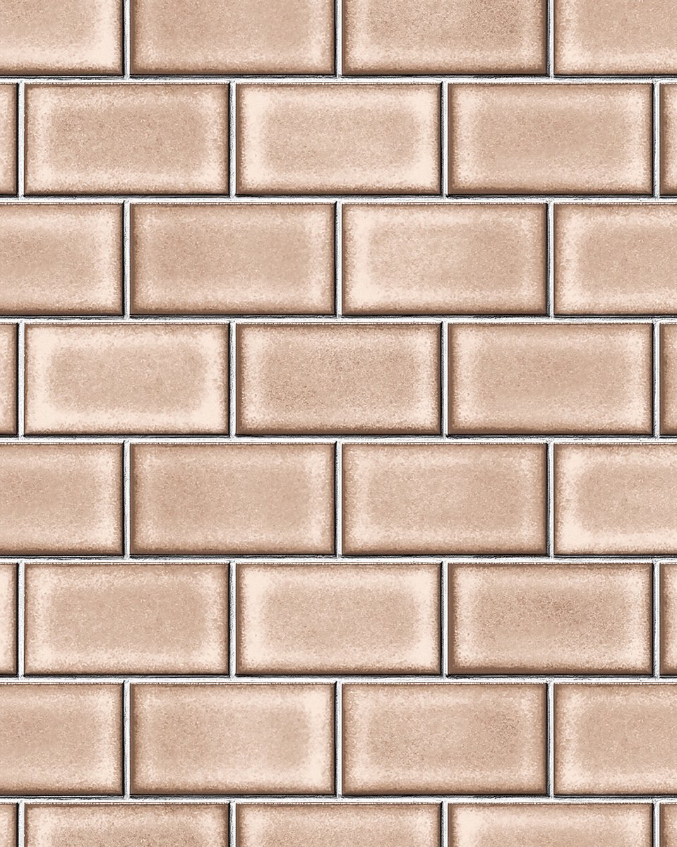 Grafisch behang Profhome BA220105-DI vliesbehang hardvinyl warmdruk in reliëf gestempeld met grafisch patroon glimmend bruin beigebruin wit 5,33 m2