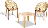 Ensemble de jardin - Table avec 2 chaises - Marron