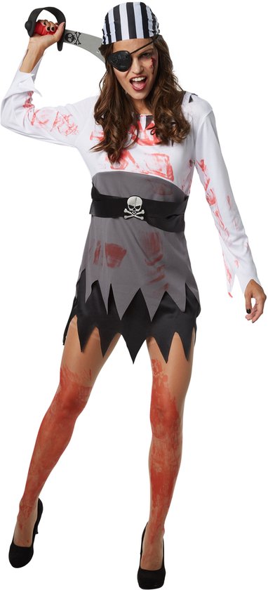 dressforfun - Griezelige vrouwelijke piraat - XL - Verkleedkleding carnaval - Halloween - Verkleden - Feestkleding - Carnavalskleding - Feest - Partykleding