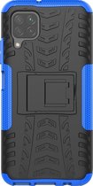 Huawei P40 Lite Hoesje - Mobigear - Tire Serie - Hard Kunststof Backcover - Zwart / Blauw - Hoesje Geschikt Voor Huawei P40 Lite