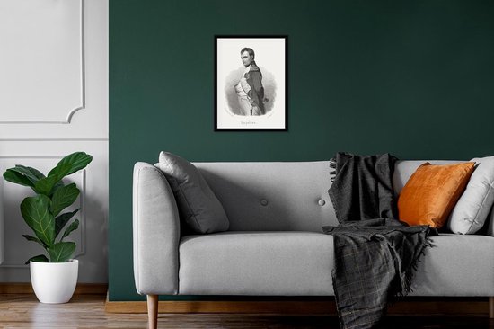 Photo encadrée - Illustration de Napoleon Bonaparte sur fond blanc Cadre photo noir 30x40 cm - Affiche encadrée (Décoration murale salon / chambre)