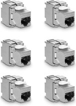 kwmobile set van 6 keystone adapters voor CAT6A kabels - Geschikt voor RJ45 poort - Met afgeschermde metalen behuizing - Overdrachtssnelheid 10 Gb/s