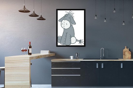 Photo en cadre - Une illustration d'un cadre photo câlin d'âne 60x80 cm - Affiche sous cadre (Décoration murale salon / chambre)