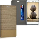 kwmobile hoesje voor Huawei P8 Lite (2015) - Flip cover in zand / bruin - Telefoonhoesje met pasjeshouder