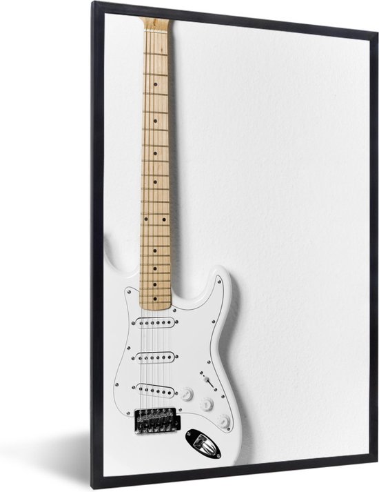 Fotolijst incl. Poster - Een witte elektrische gitaar - 20x30 cm - Posterlijst