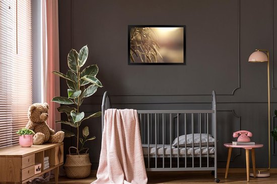 Cadre photo - Feuilles d'eucalyptus dans le cadre photo aube noir 60x40 cm - Affiche sous cadre (Décoration murale salon / chambre)