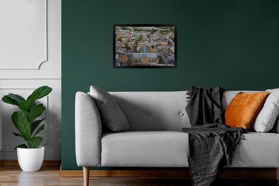 Photo en cadre - La Tour Dom à Utrecht vue de l'air Cadre photo noir 30x20 cm - Affiche sous cadre (Décoration murale salon / chambre)