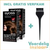 Syoss Haarverfpakket - 2 pakken Syoss Salonplex Haarverf Chocoladebruin nr. 4-8 + Gratis Verfkam