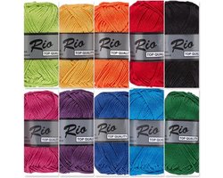Lammy yarns Rio katoen garen pakket - diverse kleuren - 10 bollen