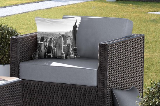 Coussins d'extérieur - Jardin - Skyline Zwart& blanc de New York - noir et blanc - 40x40 cm