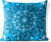 Buitenkussens - Tuin - Vierkant patroon met een mandala op een blauwe achtergrond - 45x45 cm