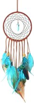 DW4Trading Dromenvanger met Kralen en Veren - Dreamcatcher - 50x13,5 cm - Turquoise