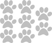 Hondenpootje / hondenpootjes - zilver - autostickers - 8 stuks – 4 cm x 5 cm – hondenpoot - hondensticker