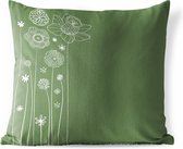 Buitenkussens - Tuin - Een bloemdessin illustratie in het groen - 45x45 cm