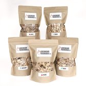 Voordeelpakket Rookhout Snippers - Appel, Beuk, Eik, Hickory & Kers - 500 gram - 2 liter