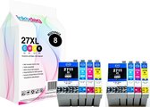 Inktdag inktcartridges voor Epson 27XL multipack van 8 kleuren Voordeelbundel Hoge voor Epson Workforce WF3620WF, WF3620DWF, WF3640DTWF, WF7110DTW, WF7210DTW, WF7610DWF, WF7615DWF,