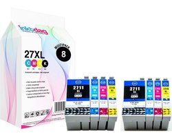 Inktdag inktcartridges voor Epson 27XL multipack van 8 kleuren Voordeelbundel Hoge voor Epson Workforce WF3620WF, WF3620DWF, WF3640DTWF, WF7110DTW, WF7210DTW, WF7610DWF, WF7615DWF, WF7620DTWF, WF7710DWF, WF7715DWF, WF7720DTWF