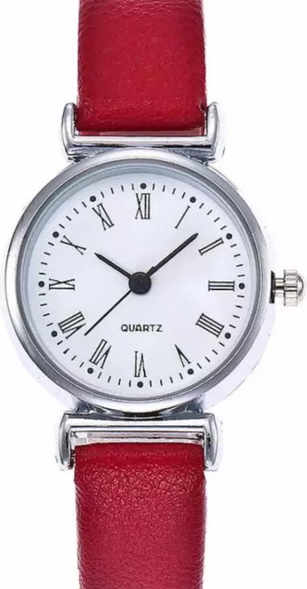 Horloge Emma- rood bandje- romeinse cijfers-tiener- Charme Bijoux | bol.com