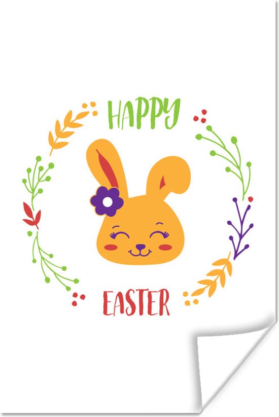 Citation de Pasen Happy Pâques avec le lapin de Pâques 80x120 cm