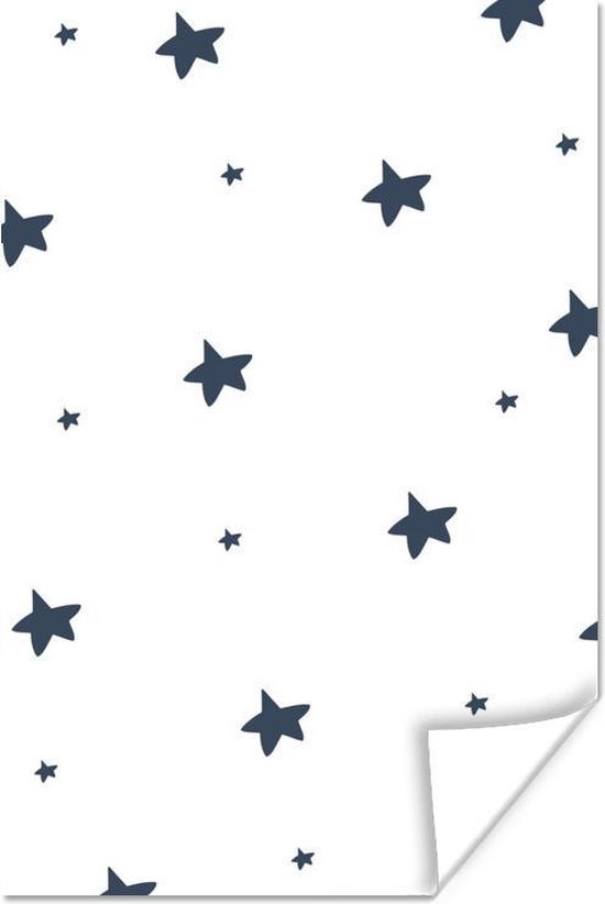 Is bezorgdheid Spelen met Poster Illustratie met een patroon van donkergrijze sterren op een witte  achtergrond -... | bol.com