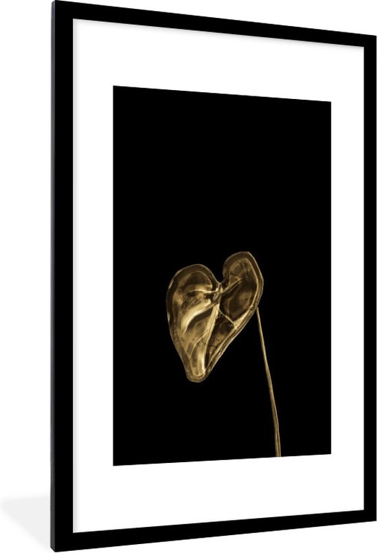 Fotolijst incl. Poster - Blad - Hart - Goud - 80x120 cm - Posterlijst