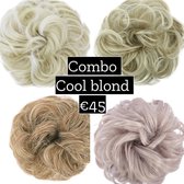 4x Hairbun Crunchie Haarstuk Messy Bun Up Do Cool Blond