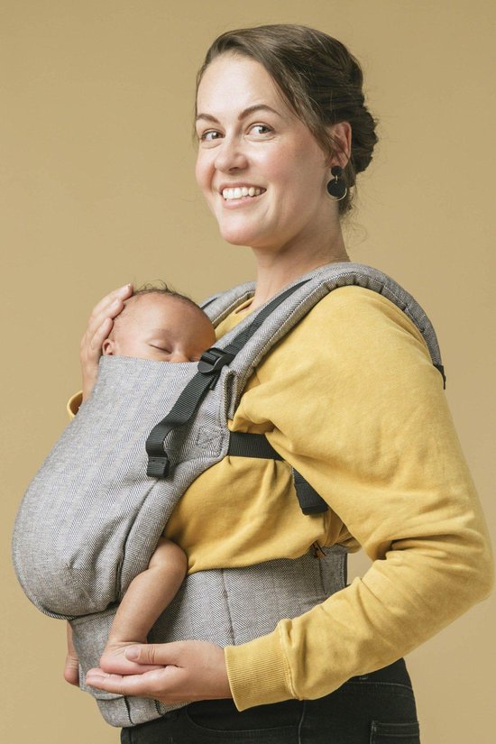 Tula Free to Grow Linen Ash ergonomische draagzak - vanaf ‘geboorte’ te gebruiken - makkelijk verstelbaar - comfortabel voor ouder en kind