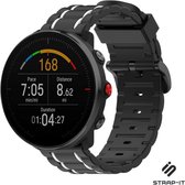 Siliconen Smartwatch bandje - Geschikt voor  Polar Unite sport gesp band - zwart/wit - Strap-it Horlogeband / Polsband / Armband