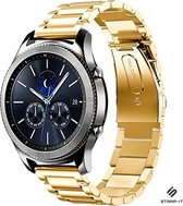 Stalen Smartwatch bandje - Geschikt voor  Samsung Gear S3 Classic & Frontier stalen band - goud - Strap-it Horlogeband / Polsband / Armband
