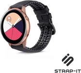 Leer, Siliconen Smartwatch bandje - Geschikt voor  Samsung Galaxy Watch Active siliconen / leren bandje  - zwart - Strap-it Horlogeband / Polsband / Armband