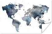 Carte du monde abstraite réalisée à l'aquarelle bleu foncé et violet 180x120 cm