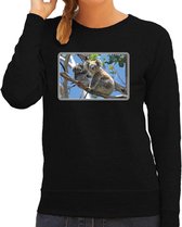 Dieren sweater met koalaberen foto - zwart - voor dames - natuur / koala cadeau trui - kleding / sweat shirt 2XL