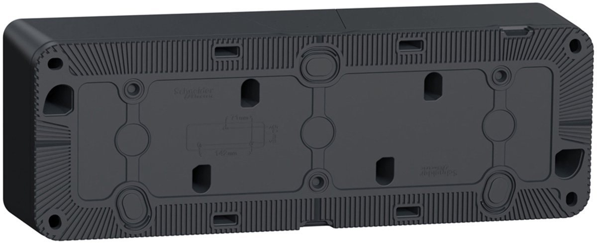 Schneider Electric Mureva Styl Aufputz-Steckdose Schuko Dreifach, IP55 Wasserdicht, 16 A, Schwarz/Weiß, Robust Für Außenbereich