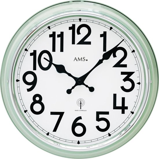AMS 5510 Horloge murale (radiocommandée) vert menthe rétro