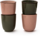 Koffiekopjes set van 4 - koffiemok - koffiebeker - 180ML - porselein - hip en trendy - roze - groen