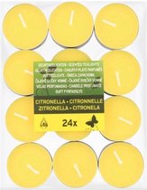 24x Anti muggen waxinelichtjes met citronella geur - Geurtheelichten Citronella | Anti-mug | 24 stuks | Citronella waxinelichtjes Binnen/buiten kaarsen - Anti muggen/insecten artikelen