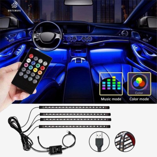 Auto Interieur Led Verlichting - Auto Verlichting - Led Light Strip RGB -  USB plug - 12V