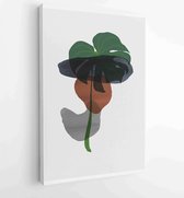 Botanical wall art vector set. Golden foliage line art drawing with abstract shape 4 - Moderne schilderijen – Vertical – 1899845980 - 40-30 Vertical