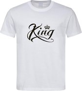 Wit T shirt met  " King " print Zwart size S