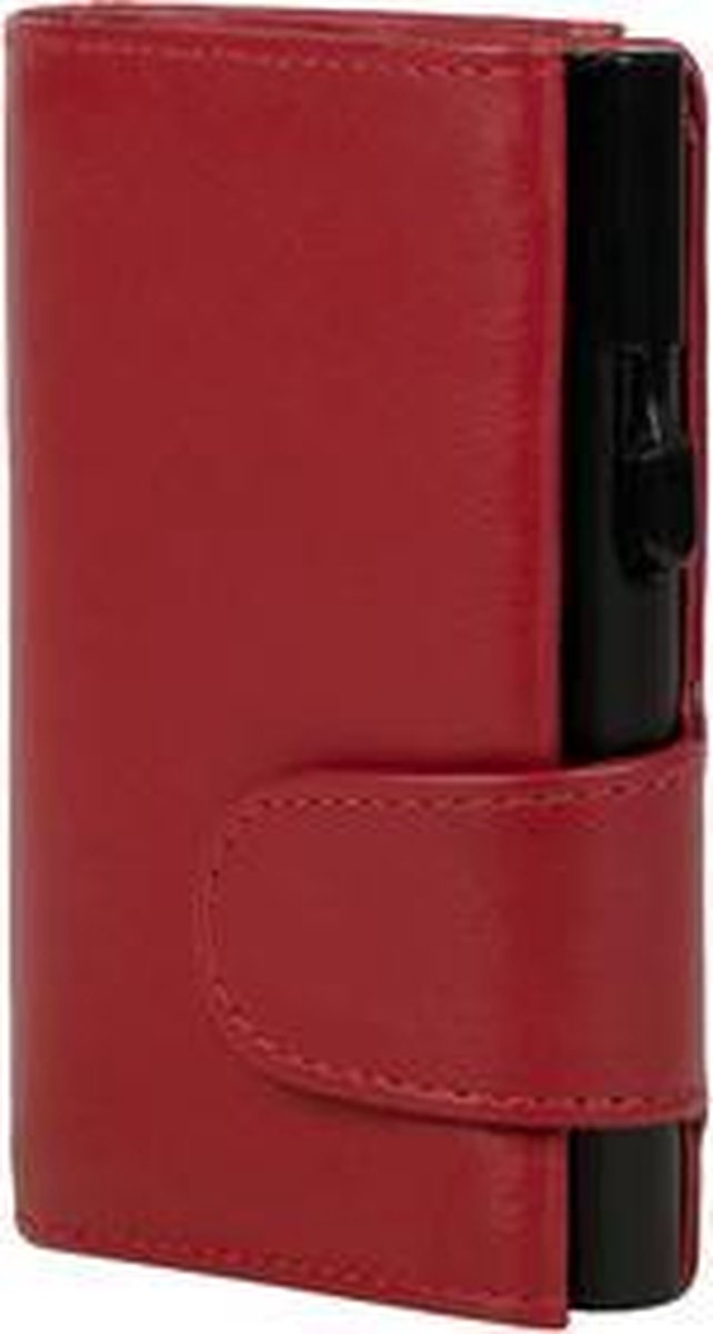 Clicksafe pasjeshouder - RFID - 8 pasjes - kunstleer/aluminium - rood/zwart - JU-961203