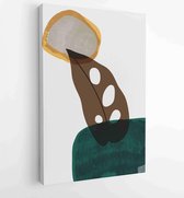Botanical wall art vector set. Earth tone boho foliage line art drawing with abstract shape. 2 - Moderne schilderijen – Vertical – 1881805147 - 80*60 Vertical
