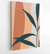 Botanical wall art vector set. Earth tone boho foliage line art drawing with abstract shape. 3 - Moderne schilderijen – Vertical – 1881805144 - 50*40 Vertical