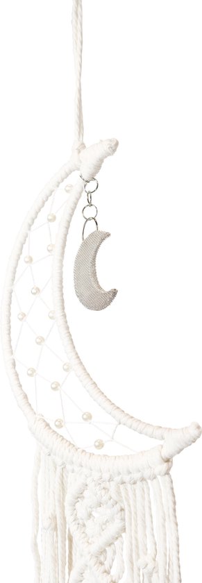 QUVIO Dromenvanger maan groot / Dream catcher / Indianen droomvanger / Woonaccessoires / Decoratieve accessoire - Wit - 20 x 92 cm (bxh)