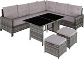 tectake - Barletta - Wicker zitgroep met tafel - kleur: grijs  - 403879