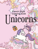 French style Coloring book Unicorns